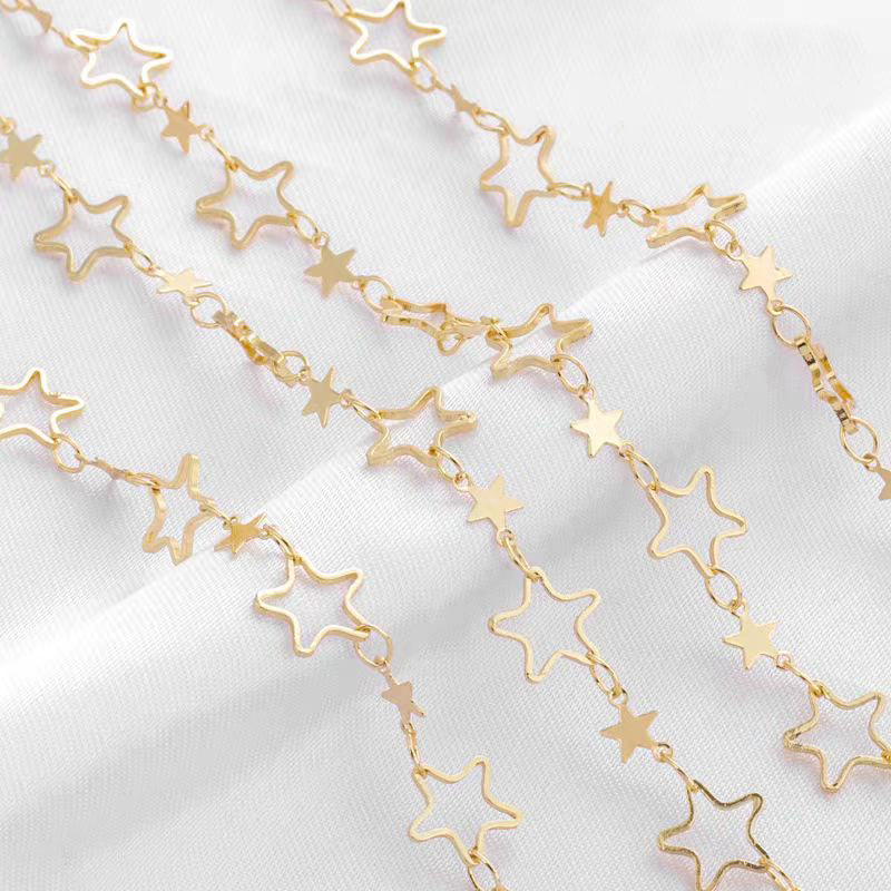 [WG1143] 1M  Star Chain with 14k gold plated-Vacuum Plating waterproof Jewelry DIY Chain