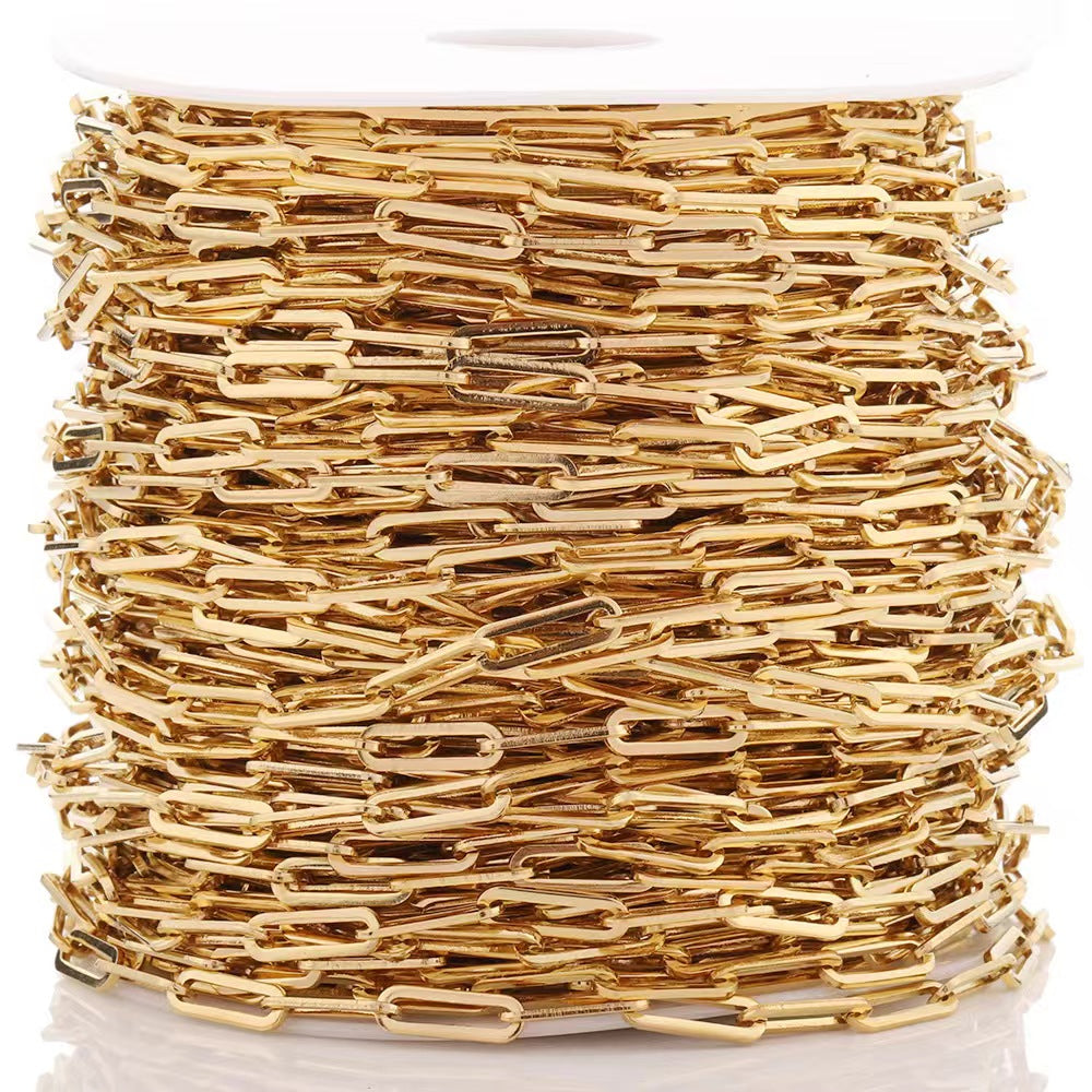 WG1025   paper clip chain-Vacuum Plating Waterproof Stainless steel diy chain