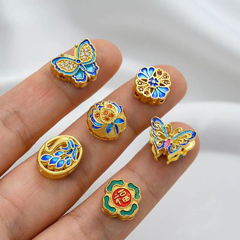 [WG1172] Cloidonne & Colour enamels spacers charms for jewelry diy
