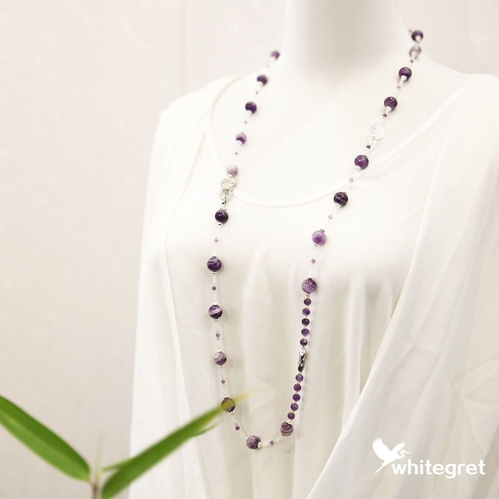 [WG0005] Natural Crystal Amethyst Necklace sweater chain Bracelet valent 2024 new year gift handmade diy  Anniversary Auspicious Birthday Daily Engagement Wedding gifts