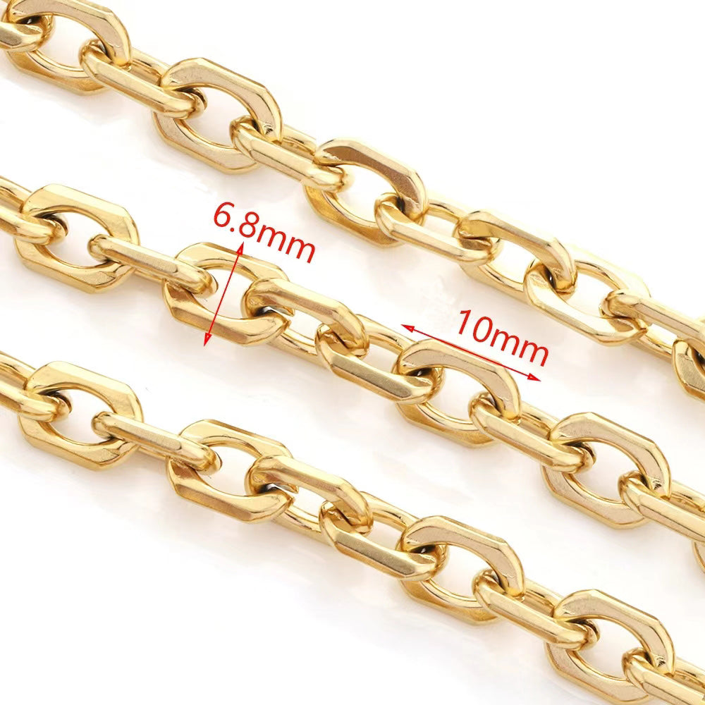 WG1010  Flat cable chain-Vacuum Plating Waterproof Stainless steel diy chain