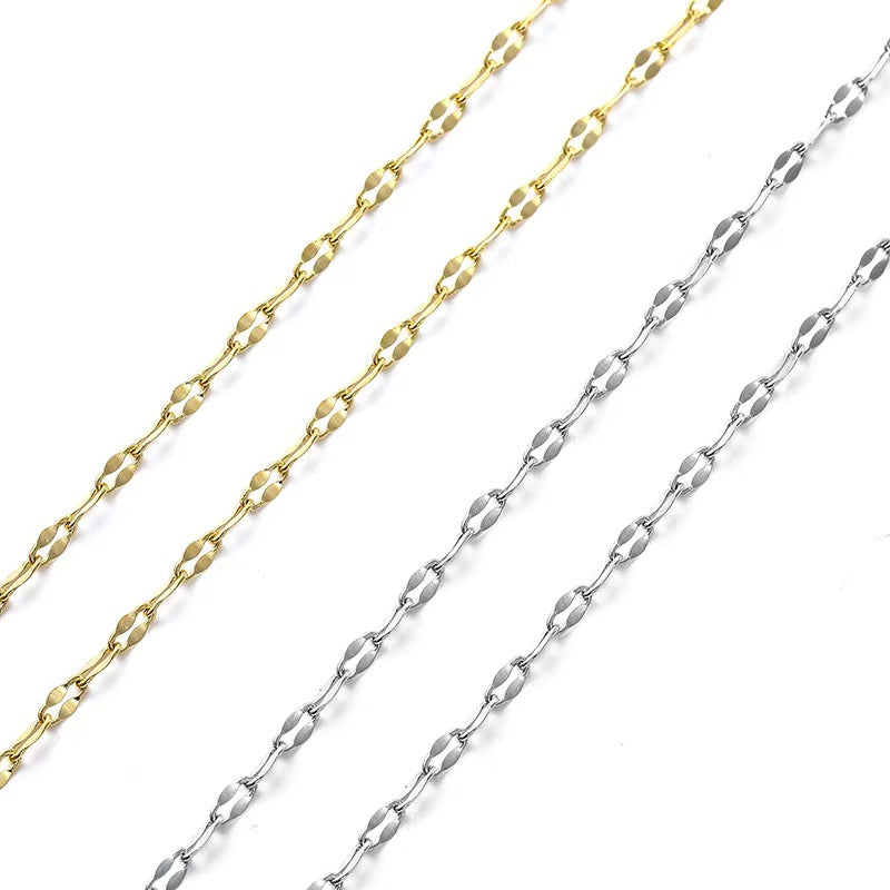 WG1015   2mm lip Chain-Stainless Steel Waterproof DIY chain