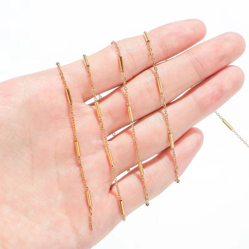 WG1033 Tube and Cross Chain-Vacuum Plating Waterproof Stainless steel diy chain