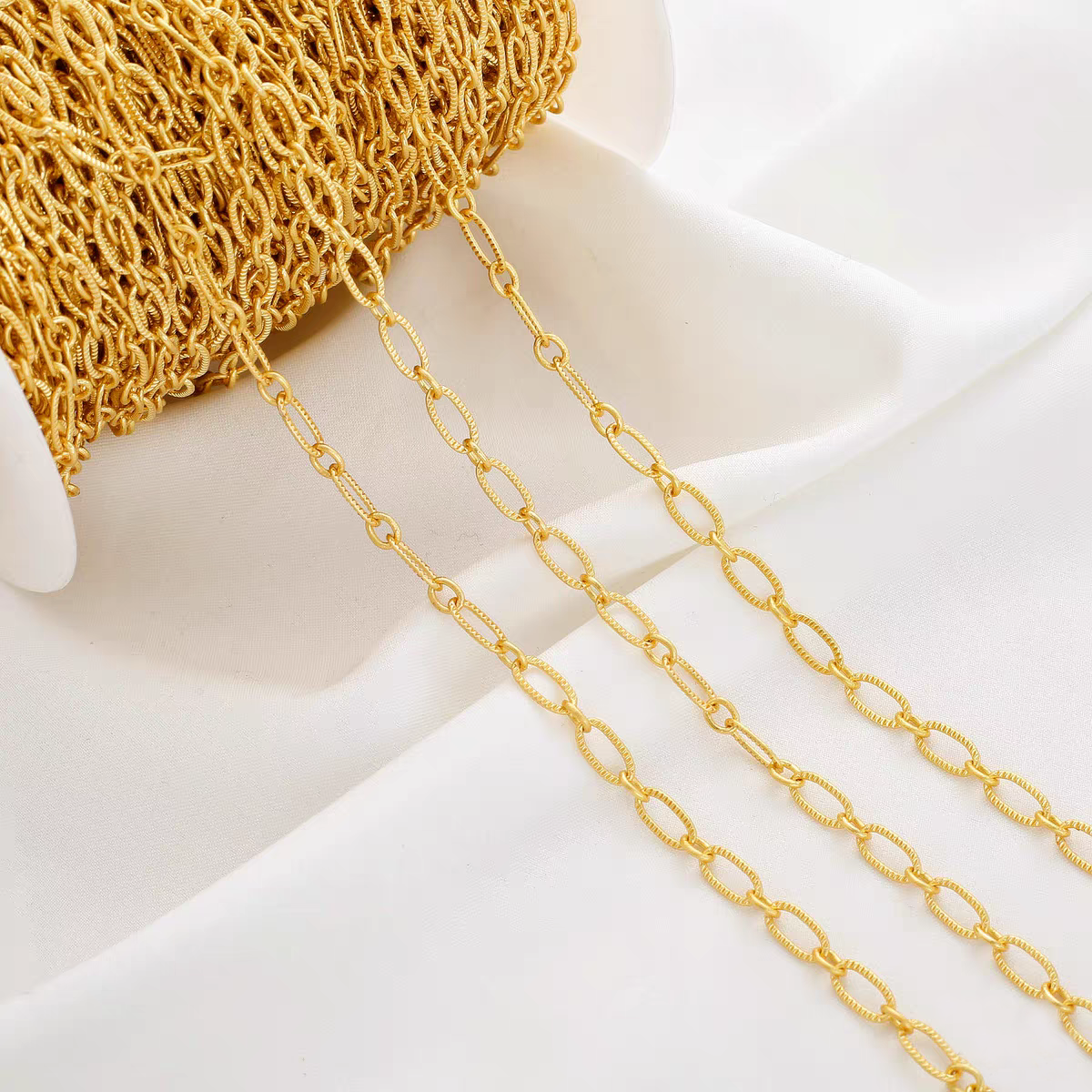 [WG1189] 1M elliptical embossing O Chain for Jewelry diy-Vacuum plating waterproof chain