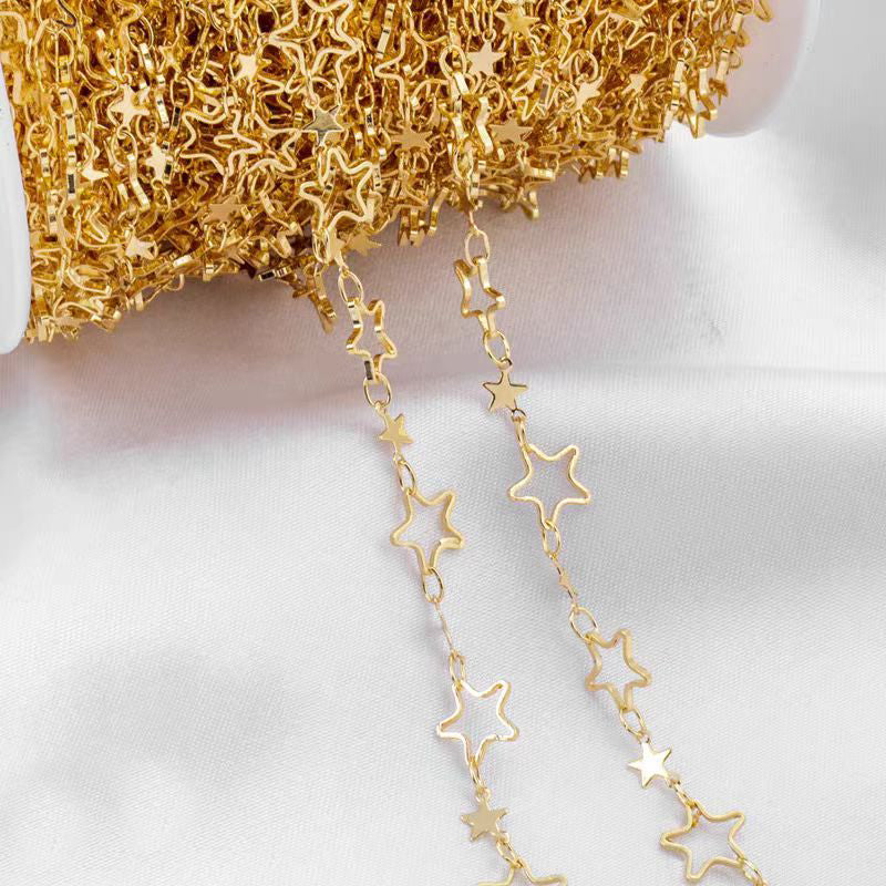 [WG1143] 1M  Star Chain with 14k gold plated-Vacuum Plating waterproof Jewelry DIY Chain