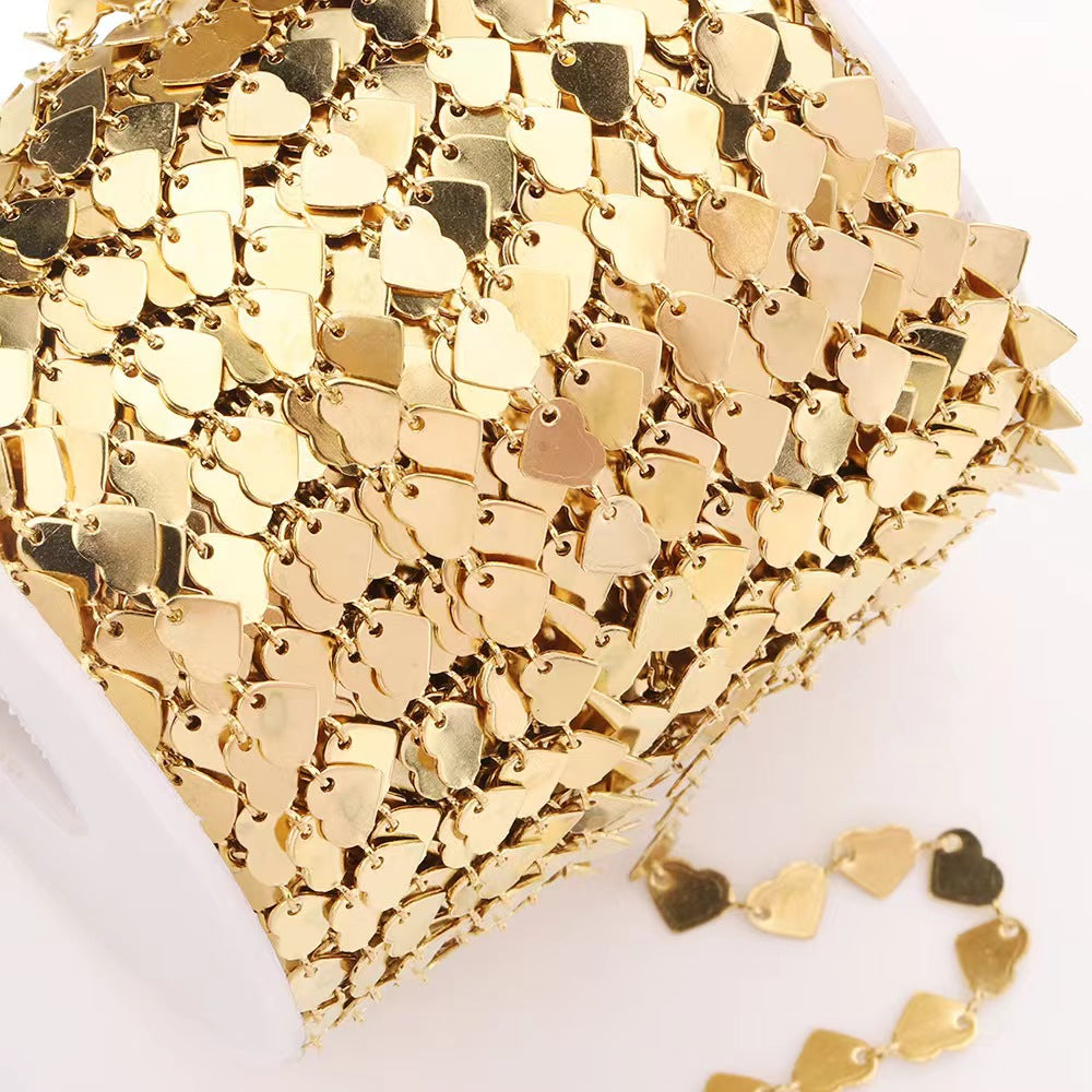 WG1026  Heart Star  Sun flower Coffee bean Round disk chain-Vacuum Plating Waterproof Stainless steel chain