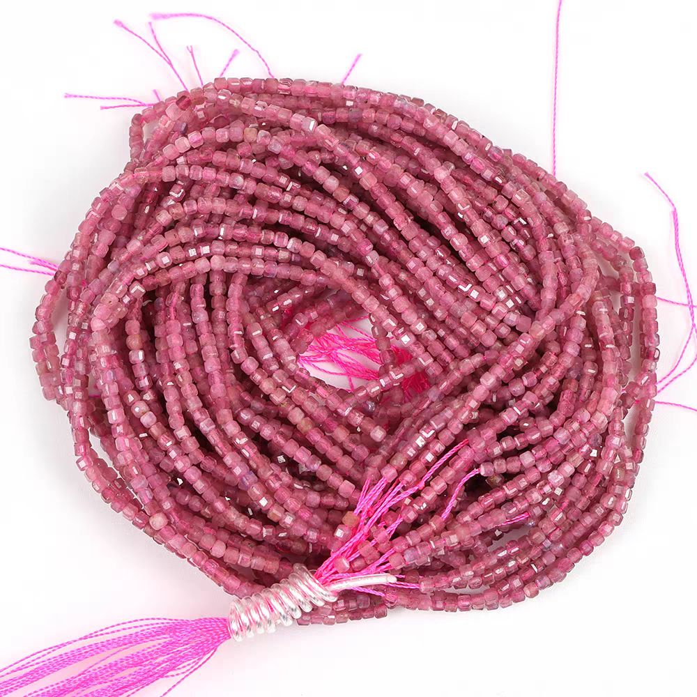 [WG1109] 2*2mm Natural Pink Toumaline Square shap 1 string for Jewelry diy
