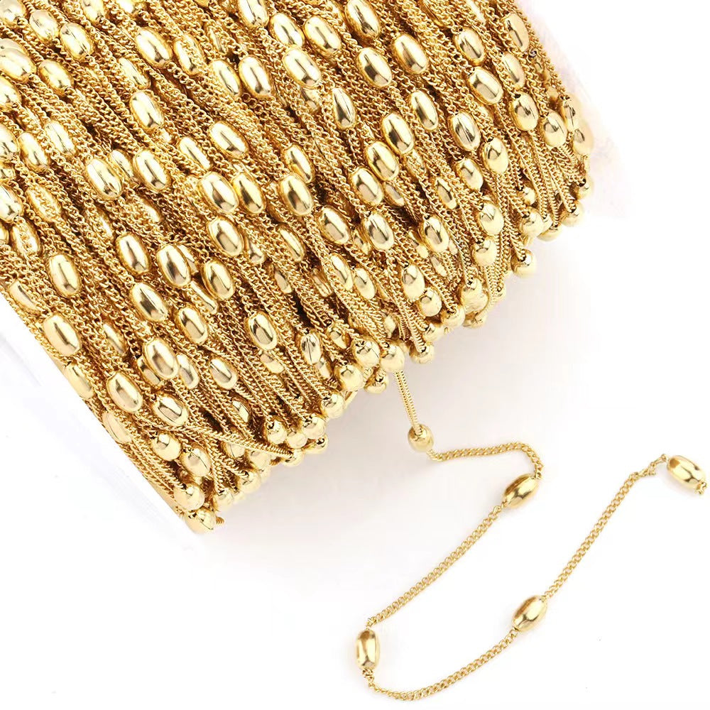 WG1031   oval beads chain-Vacuum Plating Waterproof Stainless steel chain