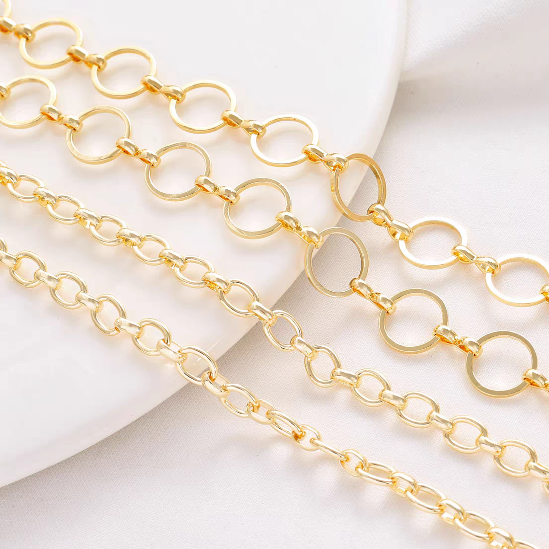 [WG1170] 14K O & cirecle Chain-Vacuum Plating Stainless Steel Bulk Chain for Jewelry DIY