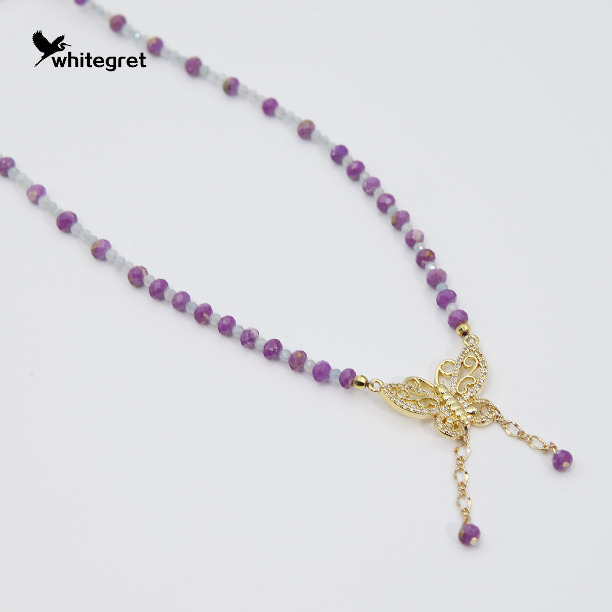 [WG0062] Lepidolite & Angelite Necklace over $25 free shipping