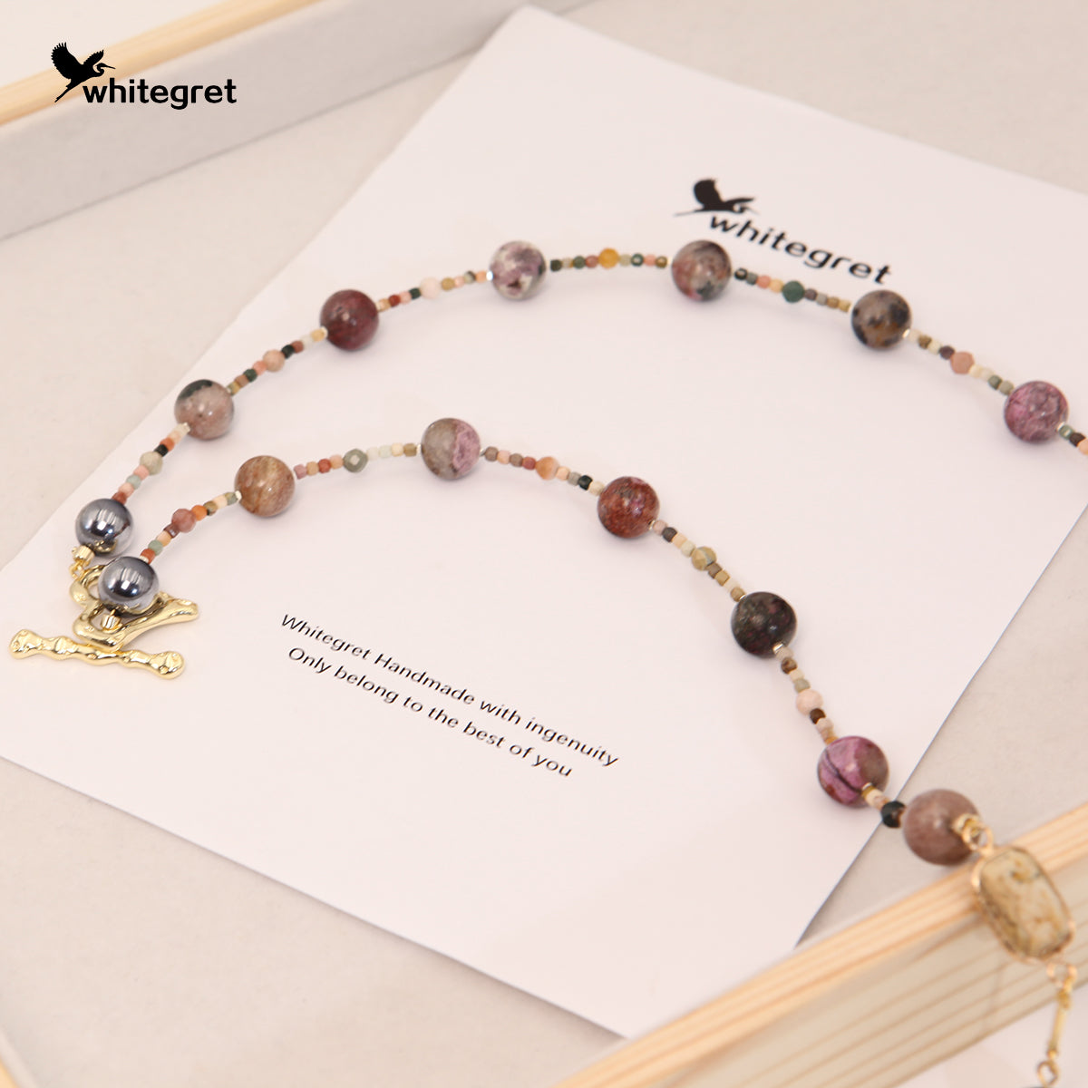 [WG0056] Natural Crystal Cobalt calcite & Alashan Agate Necklace new original handmade design sweater chain 2024 valent fashion diy bracelet Birthday Daily girl gifts