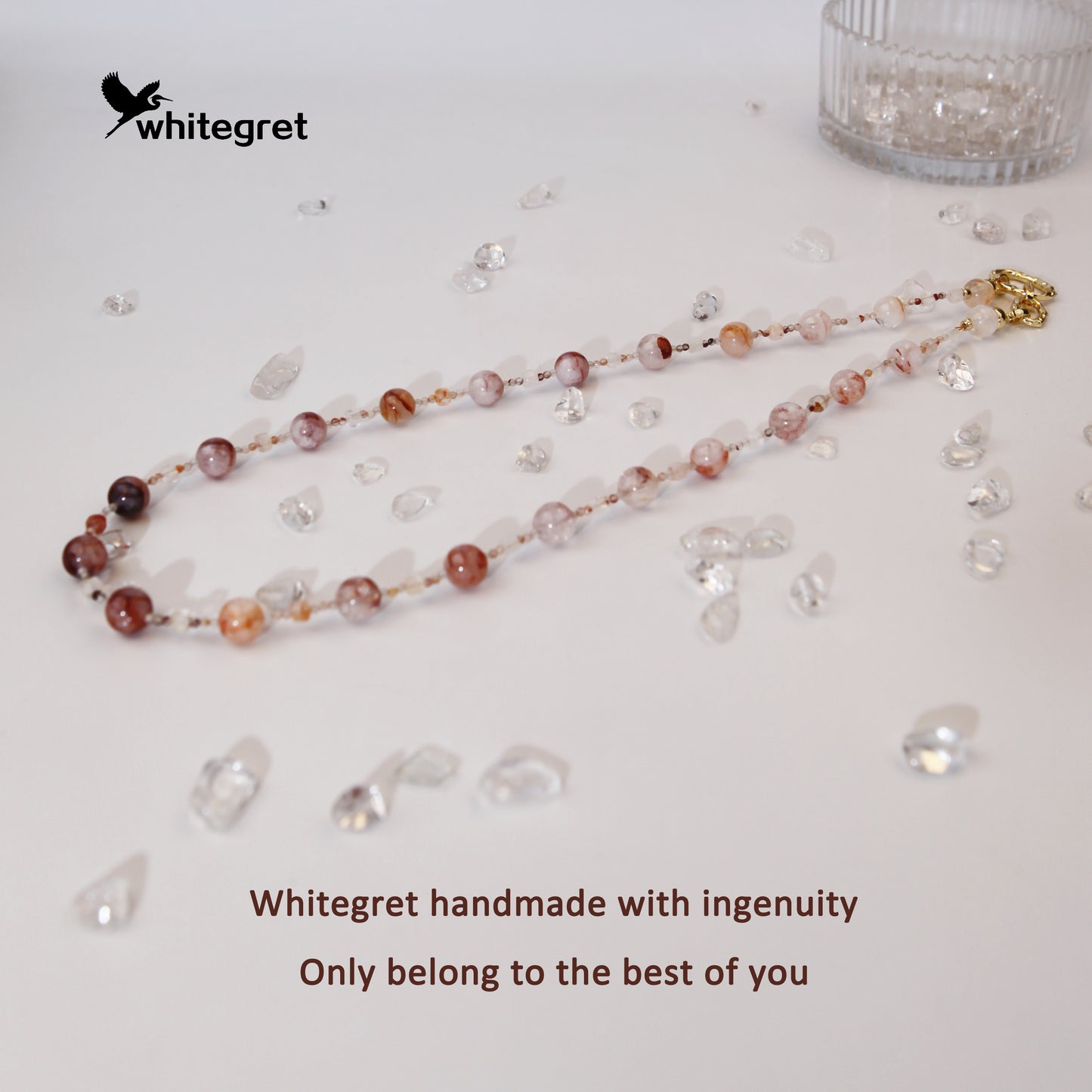 [WG0007] Natural Crystal Fire Quartz Crystal Necklace Red Hematoid bracelet sweater chain handmade diy 2024 new design valent new year gifts Wedding Engagement Daily Birthday Auspicious Anniversary 9.6㎜+ over ＄25 free shipping