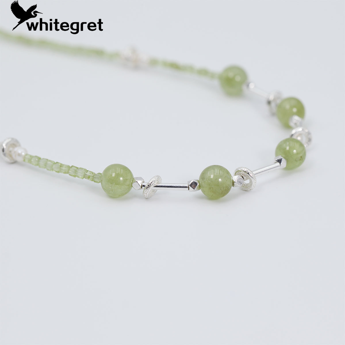 [WG0043] Natural Crystal Prehnite & Peridot  Necklace new original handmade design diy bracelet Birthday Daily girls gifts