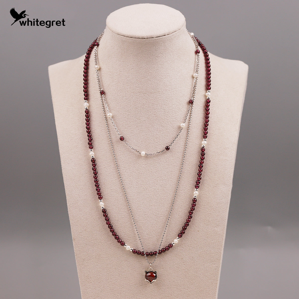 [WG0219] Natural Purple Garnet & Silver925 Necklace combo set