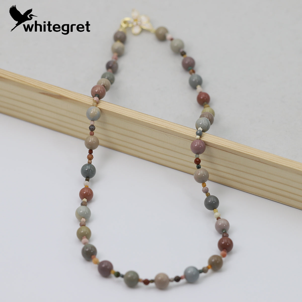 [WG0175] Handmade Natural Colorful Alashan Necklace & Bracelet set