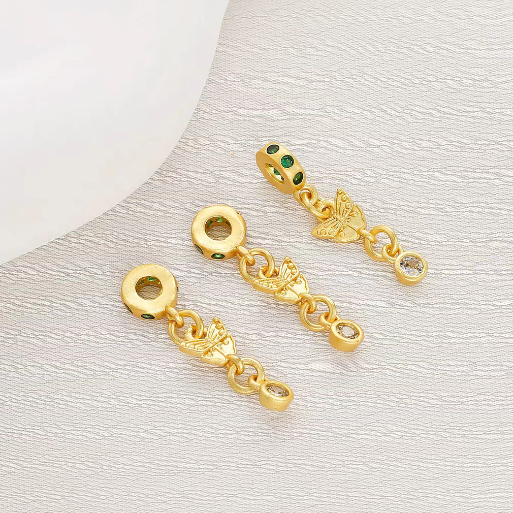 [WG1166] Butterfly & zircon tassels charms spacers for jewelry diy