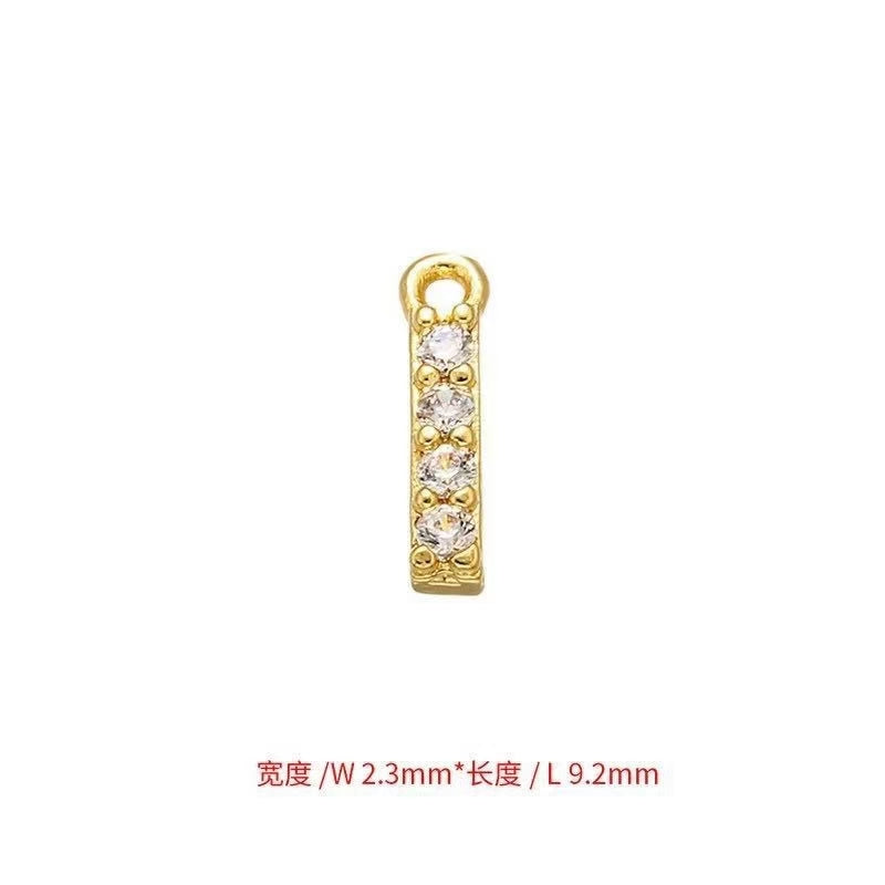 [WG1159] Letter spacer charm pendant with white zircon silver or gold for jewelry diy