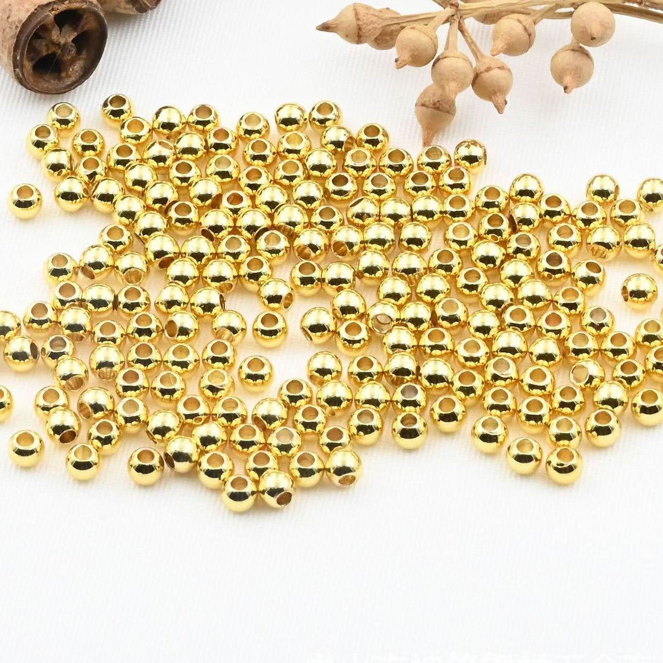 [WG1137] 100pcs/pack Round Spacer Beads-Vacuum Plating Waterproof Stainless steel beads