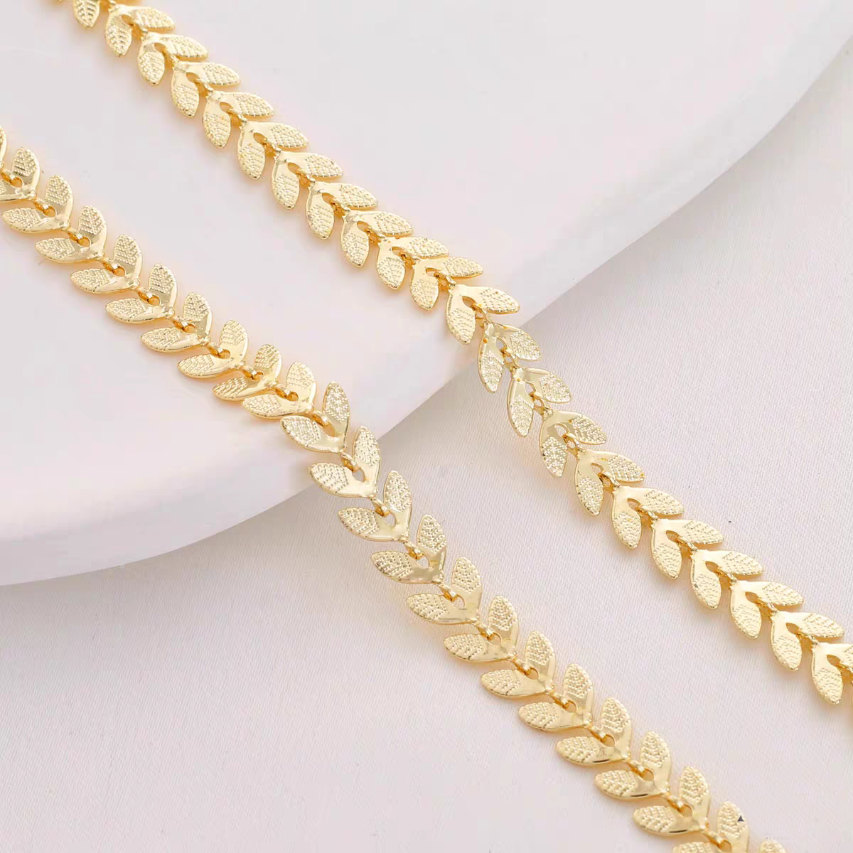 [WG1190] 1M Skeleton Leaves & Embossed leaves Chain-Vacuum Plating waterproof Jewelry DIY Chain