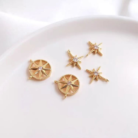 [WG1145] 1PCS star pendant spacer charm- vacuum plating waterproof jewelry diy