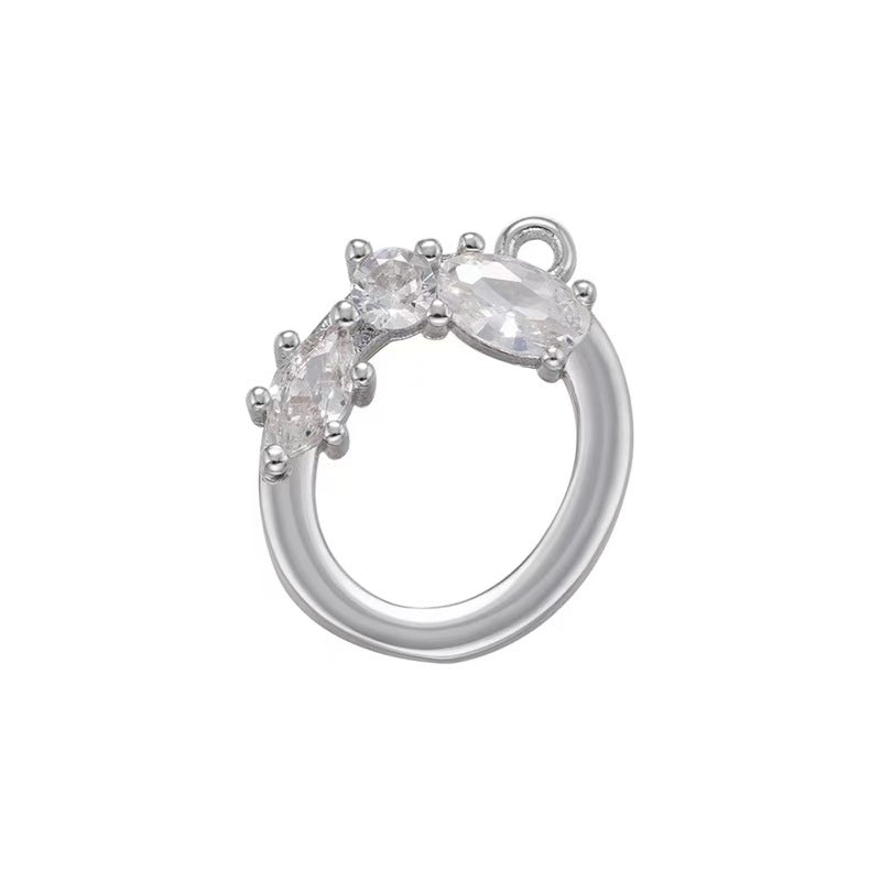 [WG1158] Letter spacer charm pendant with white zircon for jewelry diy