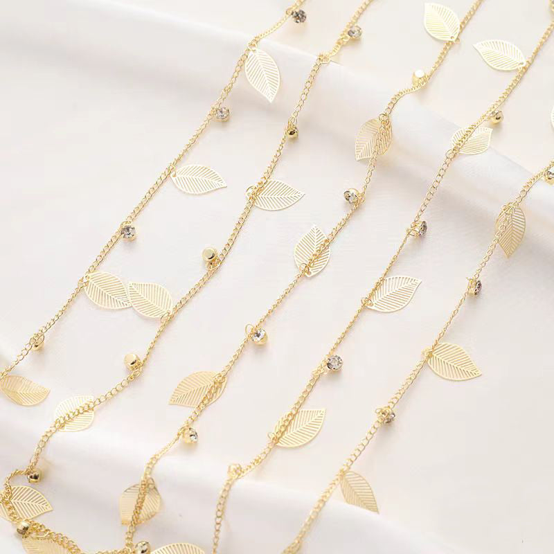 [WG1154] 1M leaves Chain-Vacuum Plating waterproof Jewelry DIY Chain