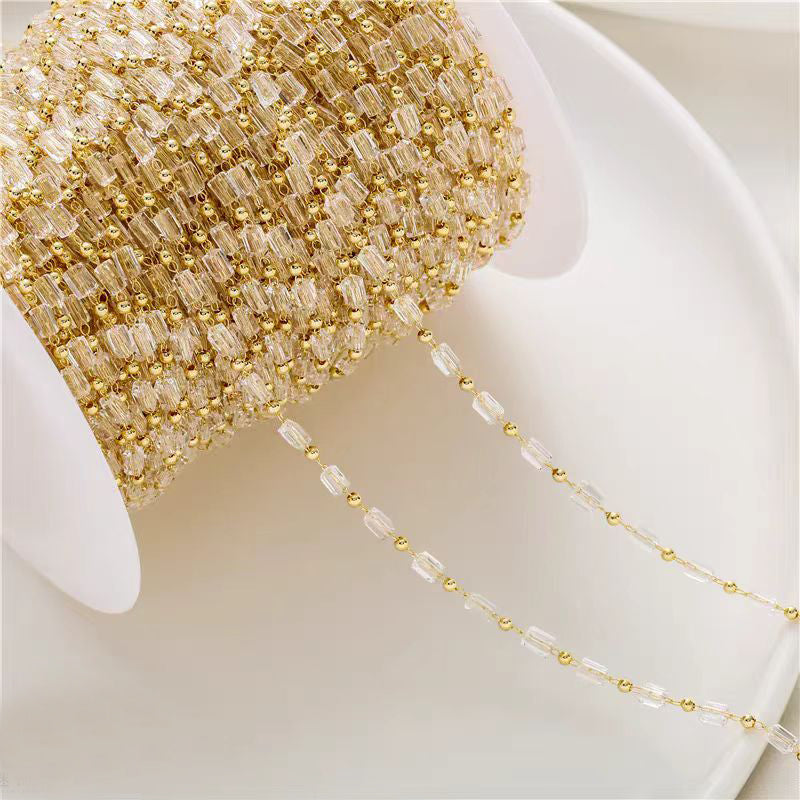 [WG1171] 1M Square Tube Crystal Chain for Jewelry diy