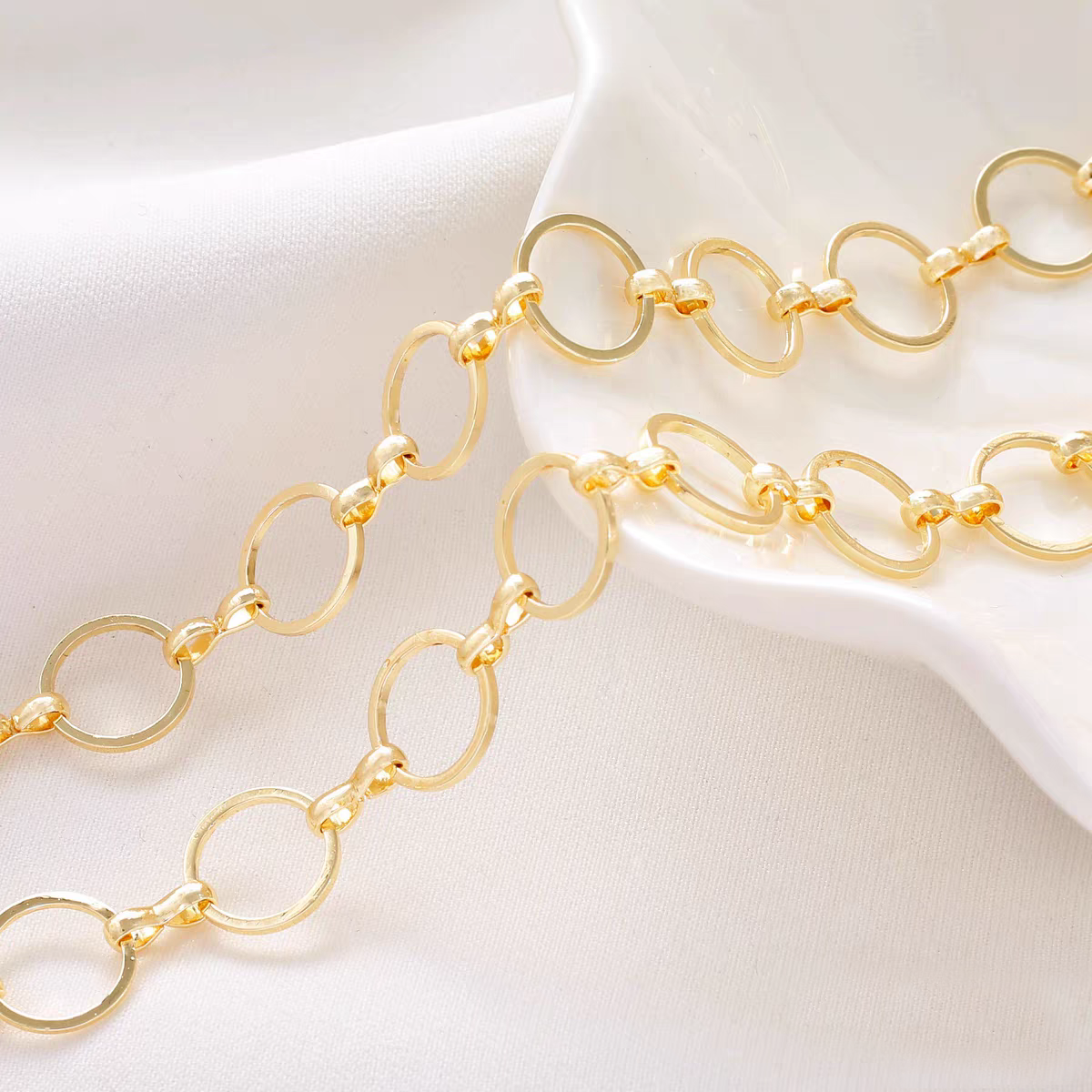 [WG1170] 14K O & cirecle Chain-Vacuum Plating Stainless Steel Bulk Chain for Jewelry DIY