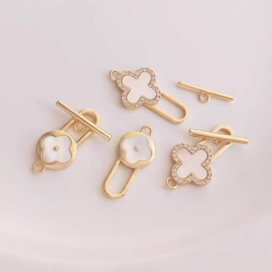 [WG1213] 14K Four leaf Shell OT Clasp for Jewelry diy