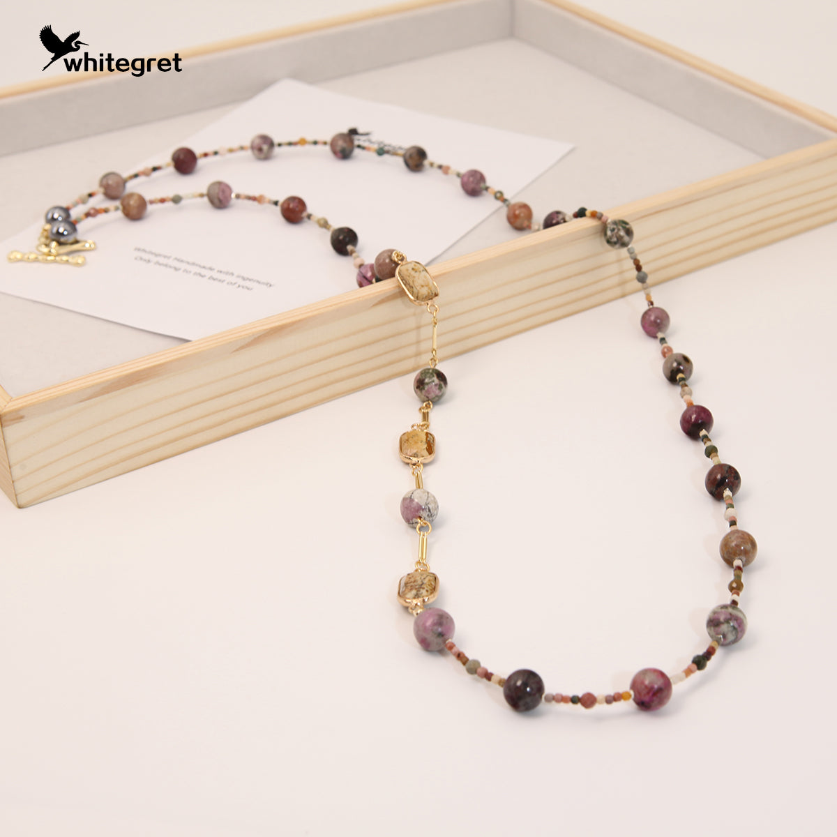 [WG0056] Natural Crystal Cobalt calcite & Alashan Agate Necklace new original handmade design sweater chain 2024 valent fashion diy bracelet Birthday Daily girl gifts