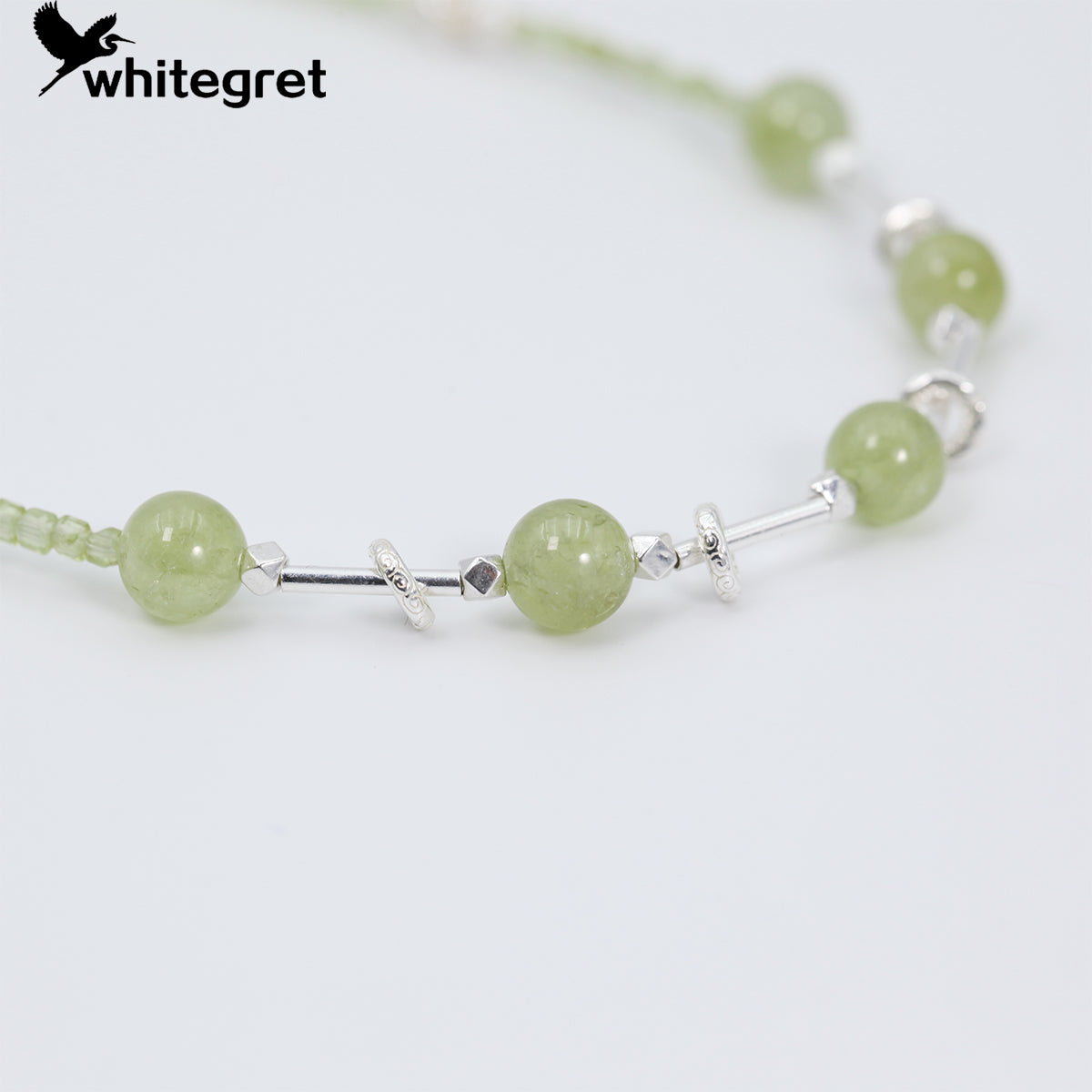 [WG0043] Natural Crystal Prehnite & Peridot  Necklace new original handmade design diy bracelet Birthday Daily girls gifts