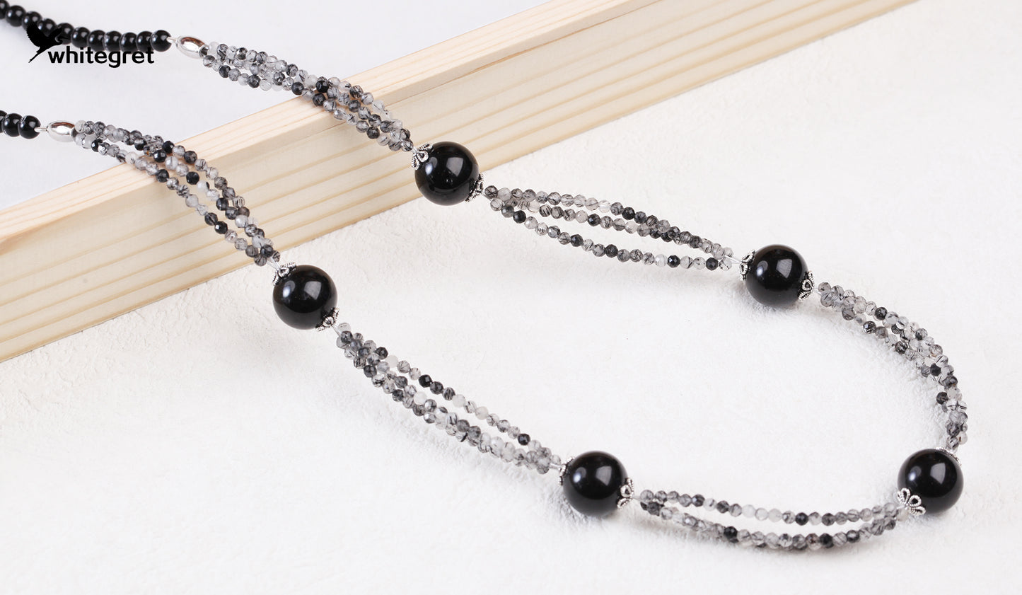 [WG0068] Natural  Black Tourmaline & Black Quartz Rutilated Necklace 2024 new fashion handmade jewelry diy girl Daily Birthday gifts
