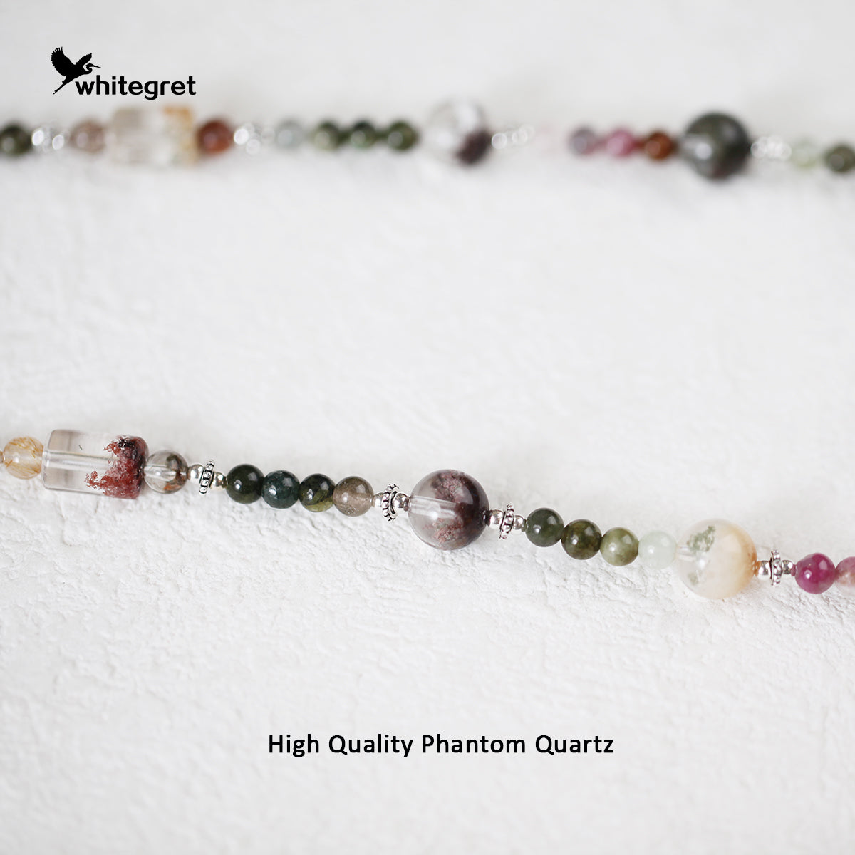 [WG0135] High Quality Natural Crystal Phantom Quartz & Toumaline & silver925 Necklace