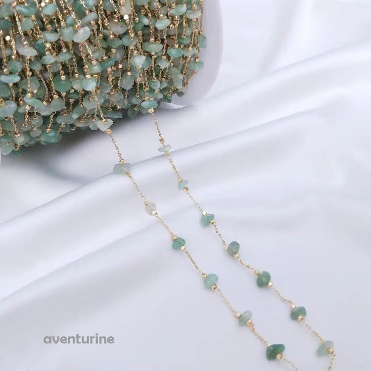 WG1004  Natural Crystal chips and 14K Gold plated Handmade diy Chain
