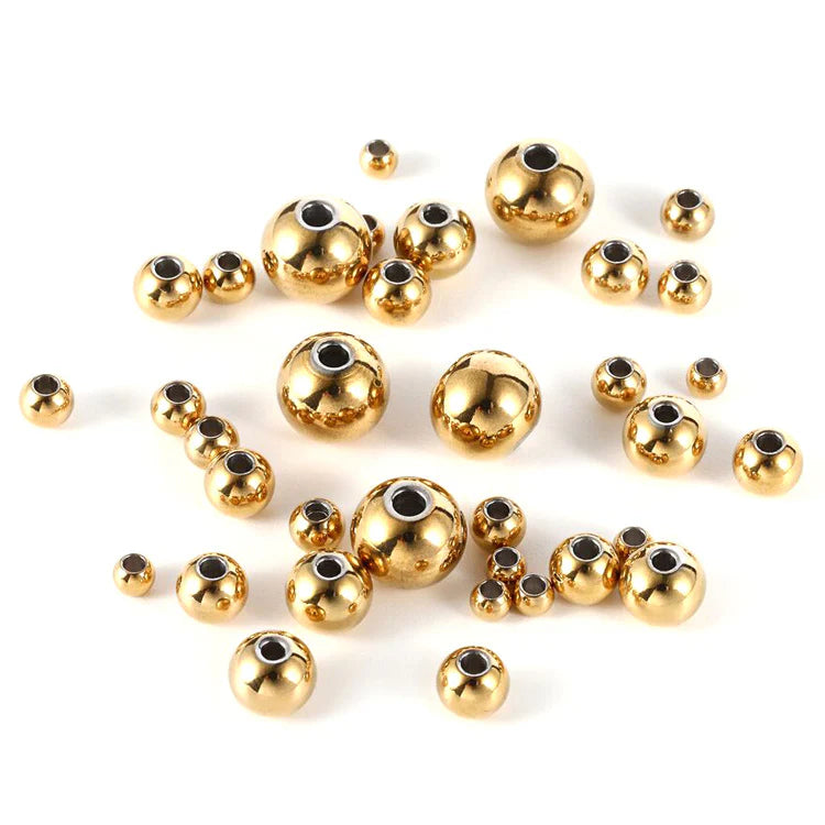 50pcs/pack Round Spacer Beads-Vacuum Plating Waterproof Stainless steel beads
