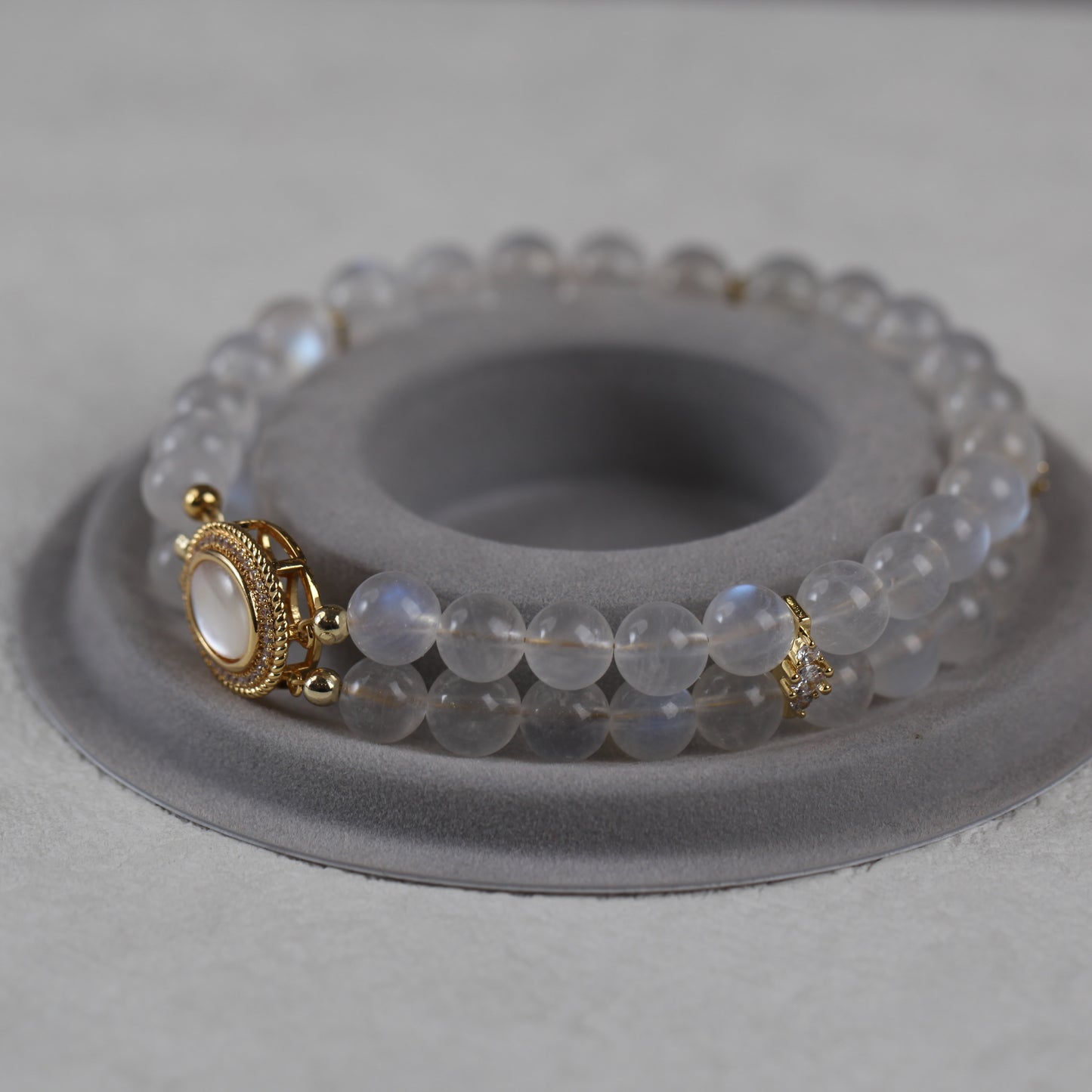 [WG0107] Blue Moonstone Bracelet with double lines