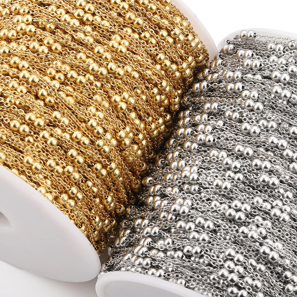 WG1052  Twin beads Chain-Stainless Steel Waterproof diy chain