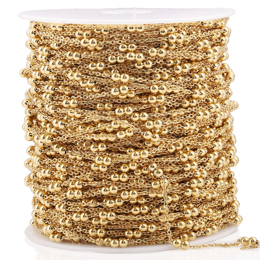 WG1052  Twin beads Chain-Stainless Steel Waterproof diy chain