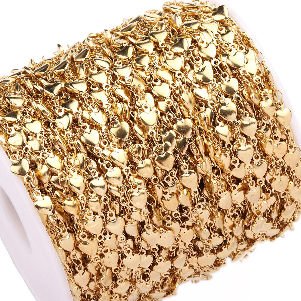 WG1046  Heart Chain -Vacuum Plating Waterproof Stainless steel chain
