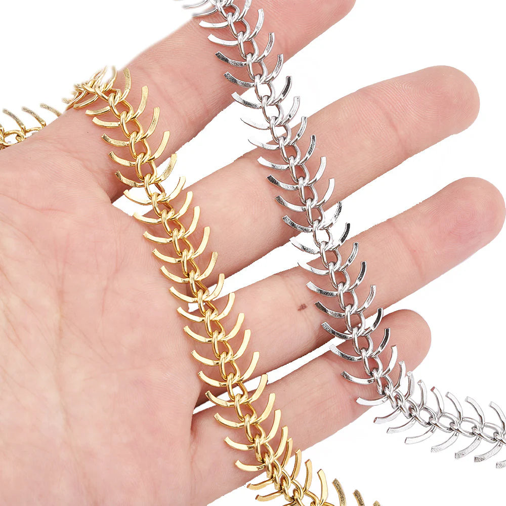 WG1027  Fish Bone Chain -Vacuum Plating Waterproof Stainless steel diy chain