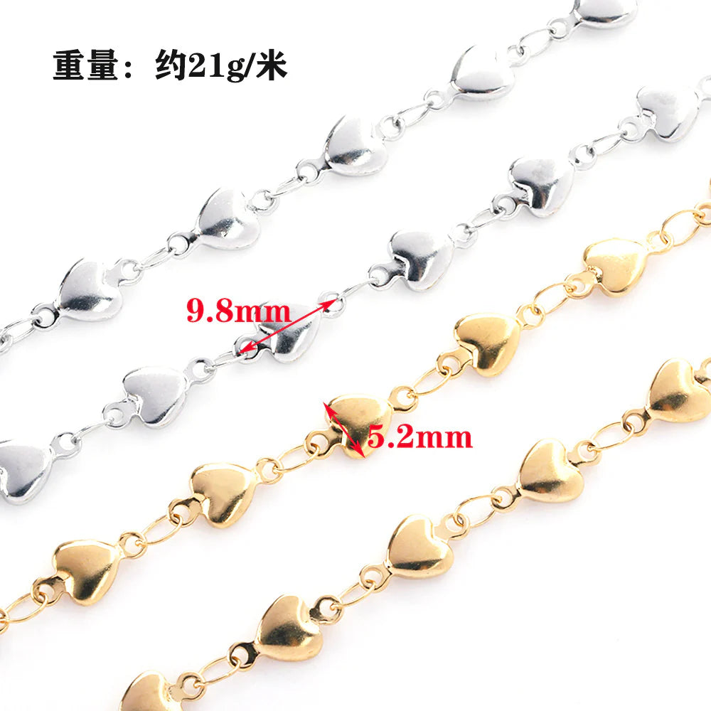 WG1046  Heart Chain -Vacuum Plating Waterproof Stainless steel chain
