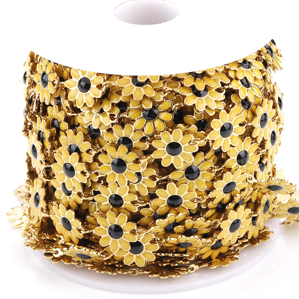 WG1049 Daisy Enamel Chain-Vacuum Plating Waterproof Stainless steel chain