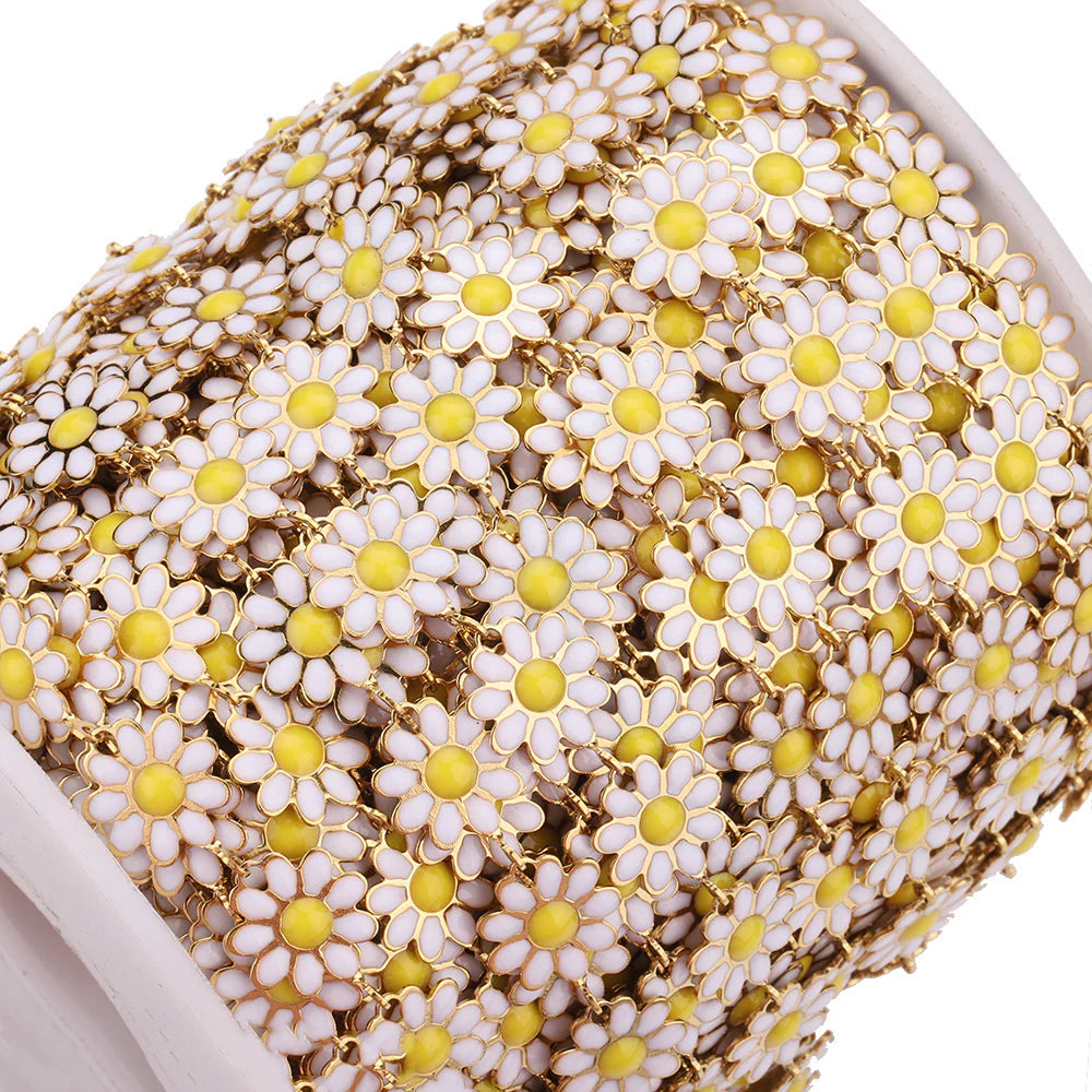 WG1049 Daisy Enamel Chain-Vacuum Plating Waterproof Stainless steel chain