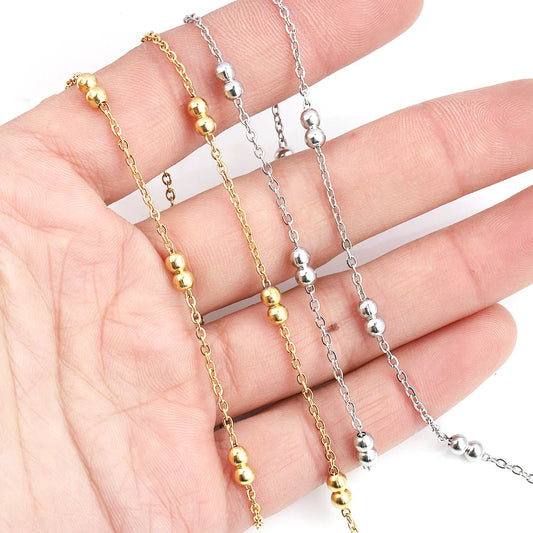 WG1052  Twin beads Chain-Stainless Steel Waterproof diy chain