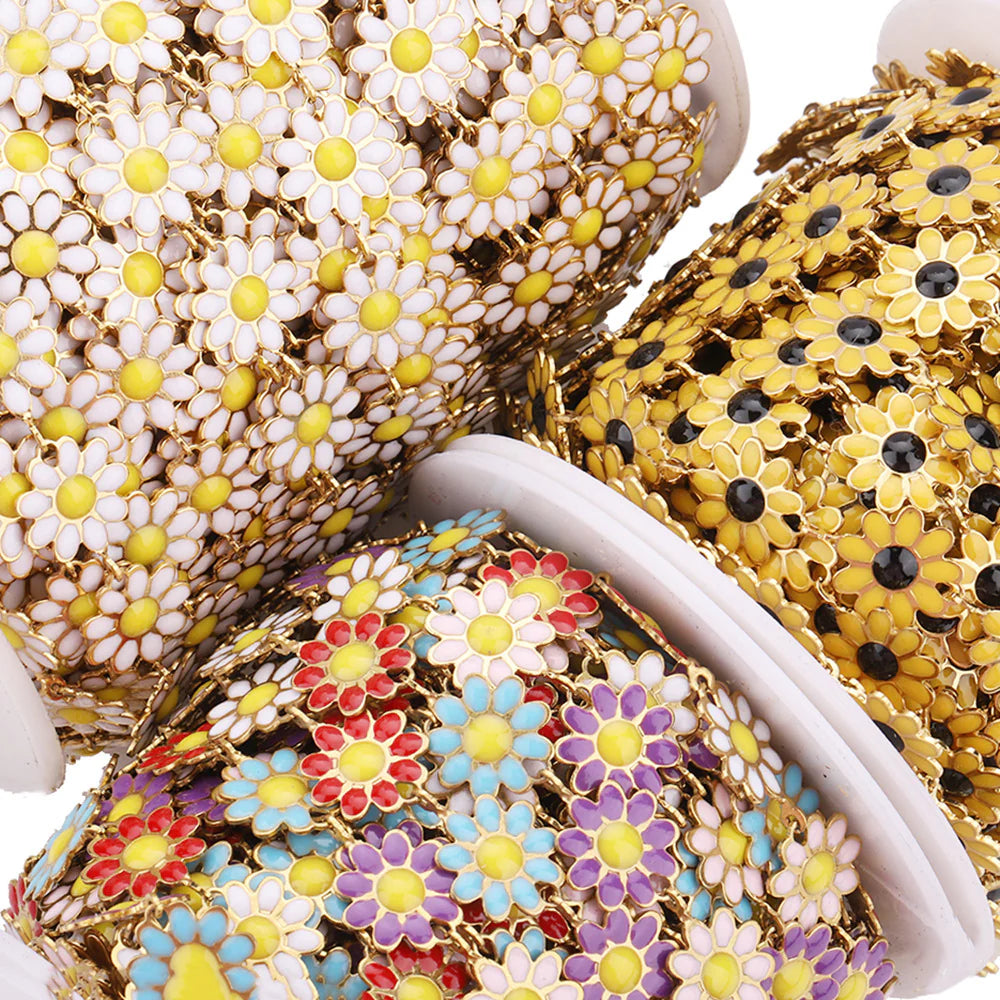 WG1049 Daisy Enamel Chain-Vacuum Plating Waterproof Stainless steel chain