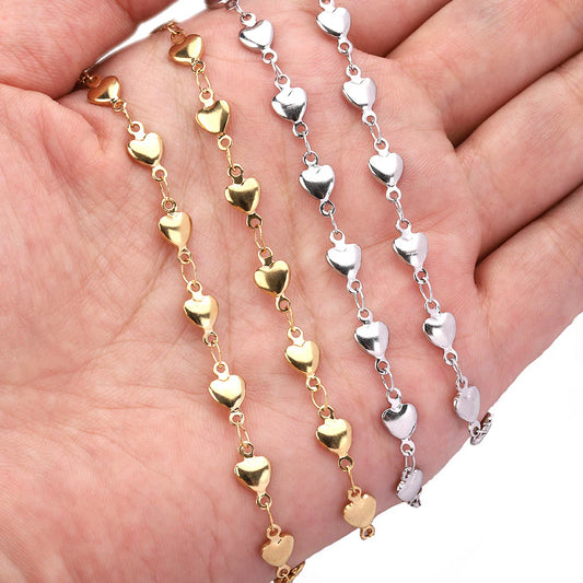 WG1046  Heart Chain -Vacuum Plating Waterproof Stainless steel chain