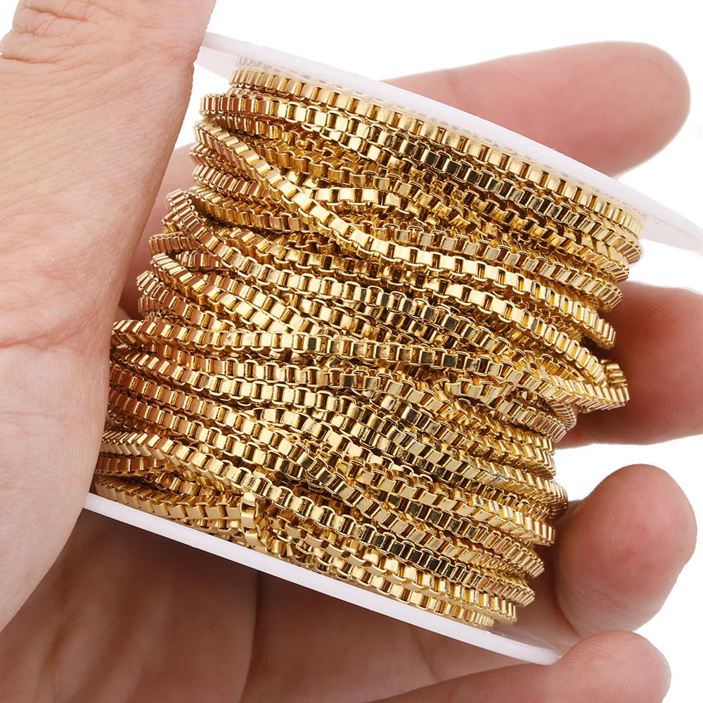WG1050  Square box chain-Vacuum Plating Waterproof Stainless steel diy chain
