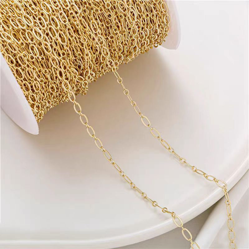 [WG1189] 1M elliptical embossing O Chain for Jewelry diy-Vacuum plating waterproof chain