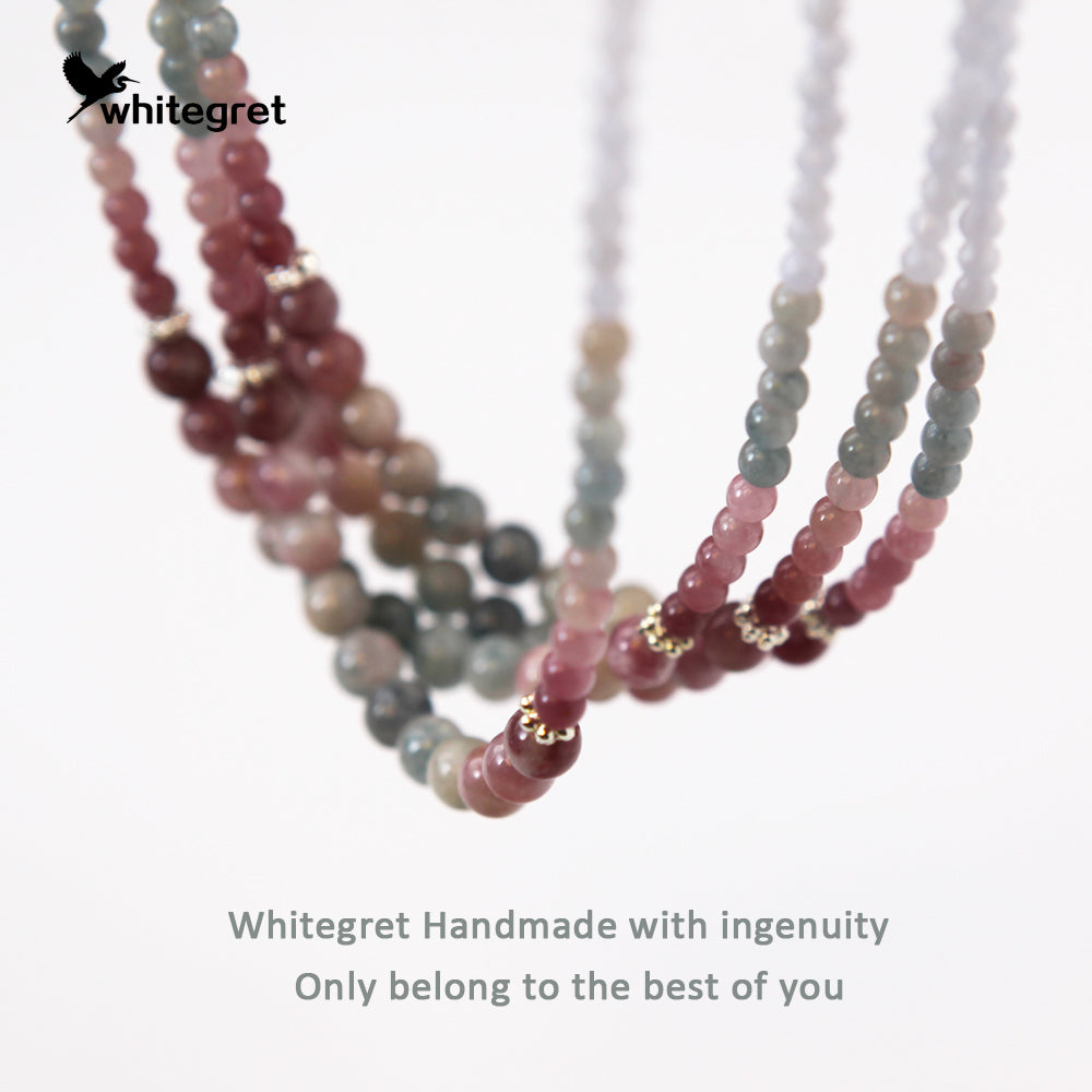[WG0015] Tourmaline&Angelite Necklace new origial design Colorful handmake diy bracelet valent girl  Birthday Daily Wedding Auspicious Anniversary gifts