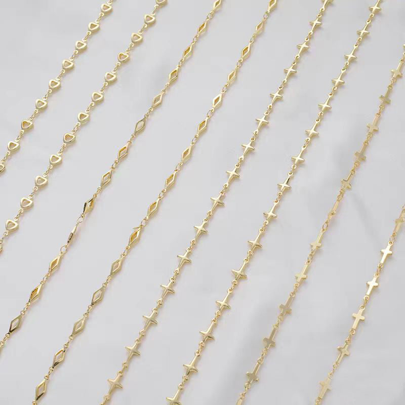 [WG1179] 1M cross chain & cross star chain & skeleton heart & skeleton diamond chain for jewelry diy